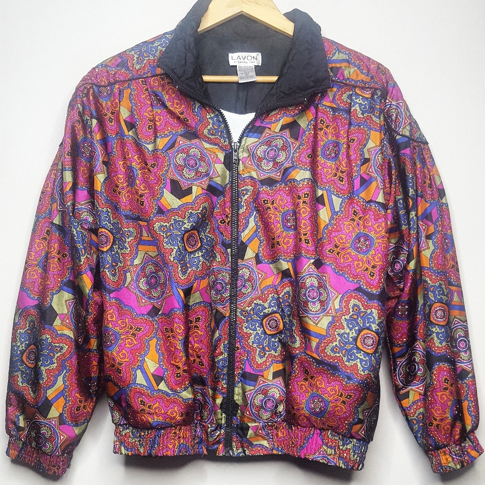 Vintage 80s 90s Lavon Paisley Bomber Jacket